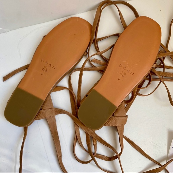 Doen 6 Gladiator Sandals Leather Calf Wrap Tie - Picture 5 of 7